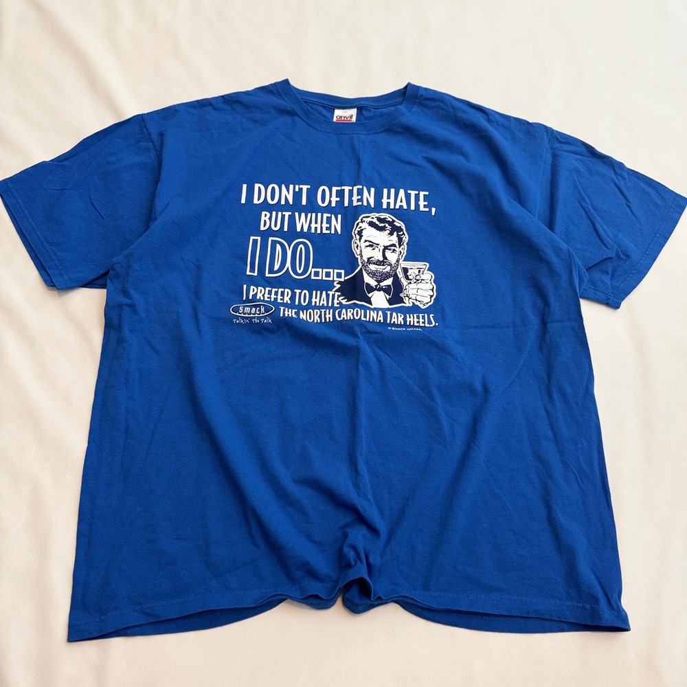 Smack Apparel Graphic T-Shirt Men 2X Blue NC Tar Heels Hate Parody Humor 2010s